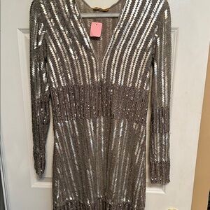 Farah Metallic Long Sleeve Dress